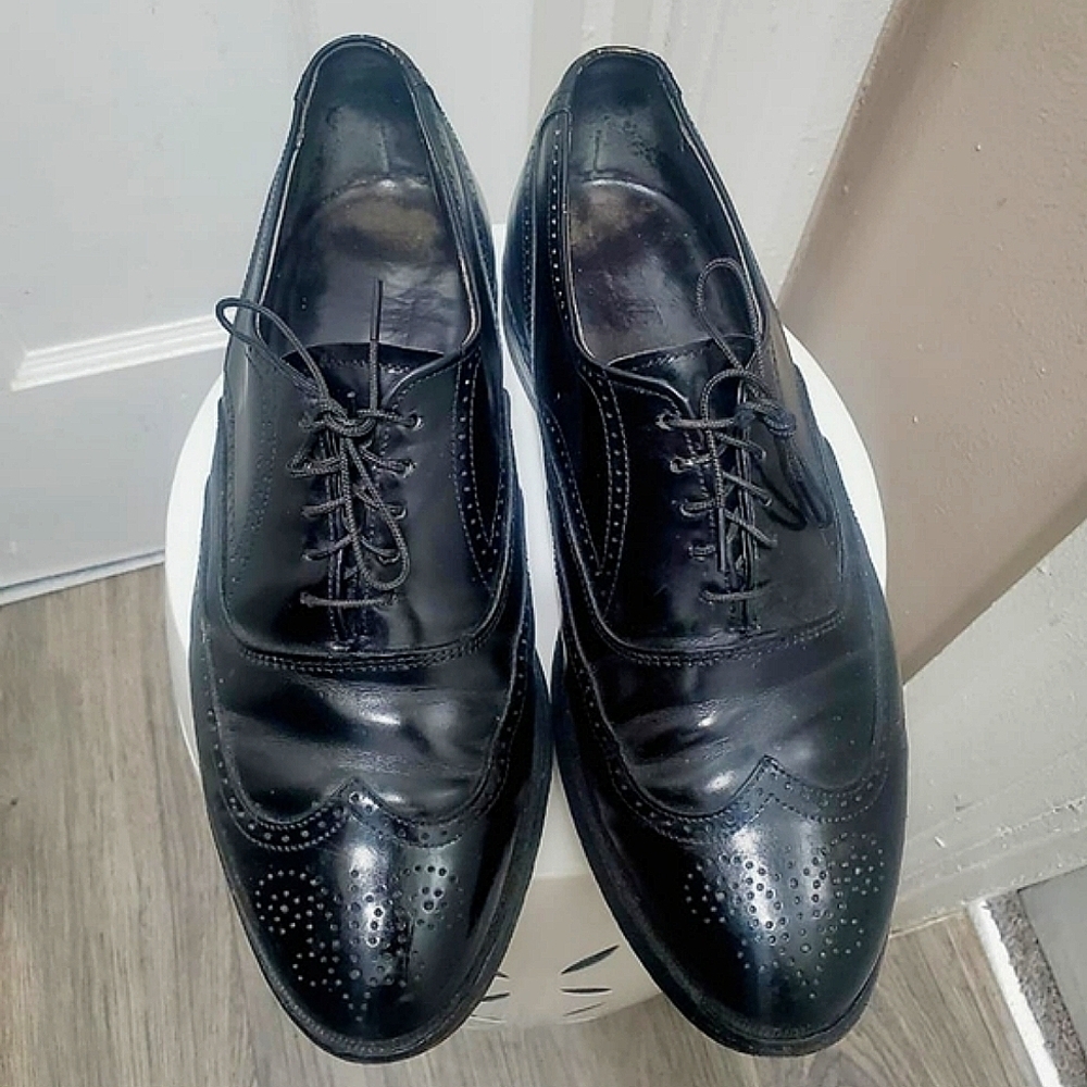 HANOVER MEN'S CLASSICS MASTERFLEX LEATHER WING TIP DRESSY SHOES SIZE 7.5 🌴✌️